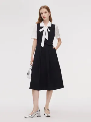 Spring Festival Classic outdoor midi Mock Layered Color Block Women Midi Dress