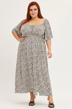 Animal Print Short Sleeve Midi Dress Air Float Trendy Wardrobe