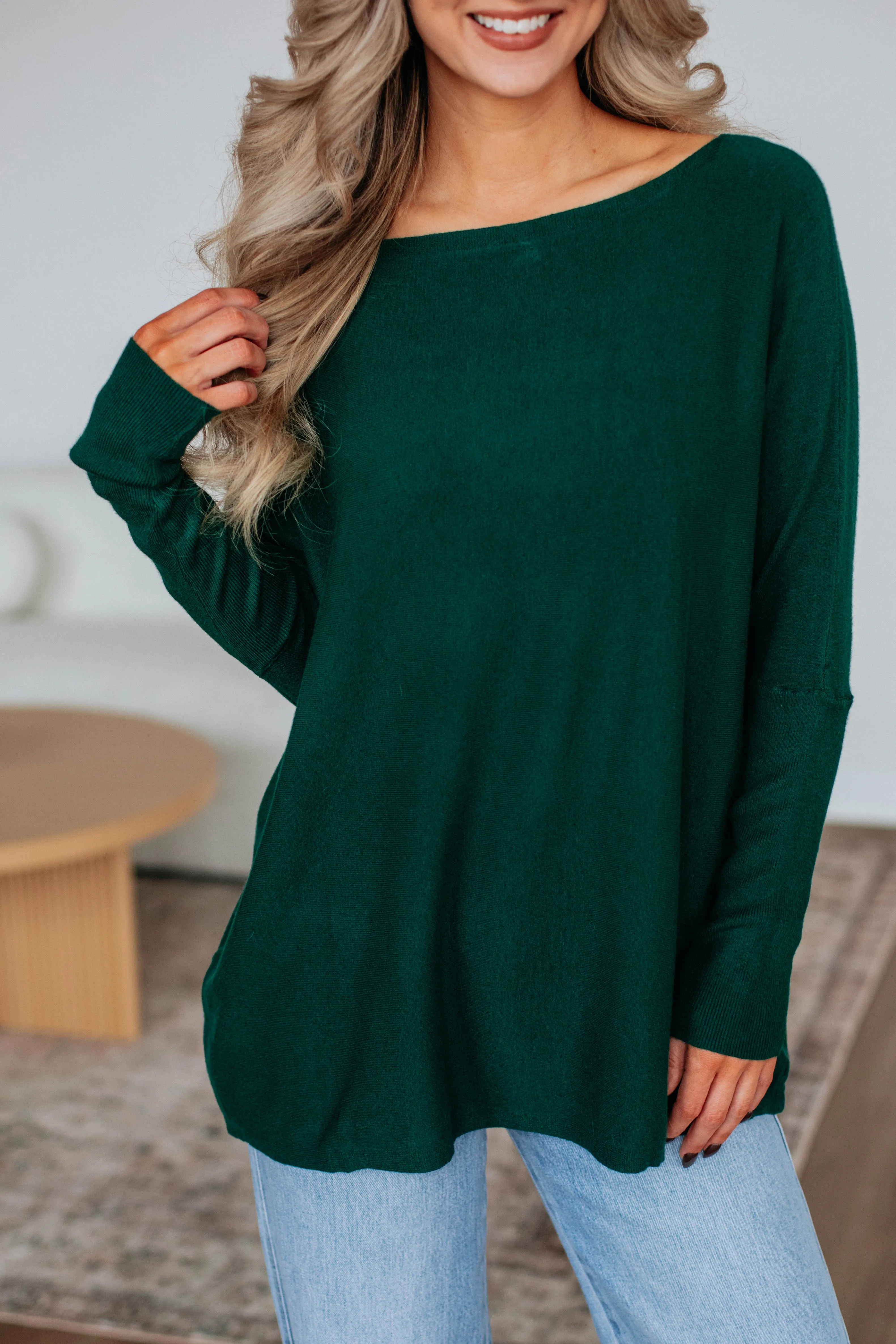 Soft and Stylish Essential Knitwear Edella Sweater - Hunter Green