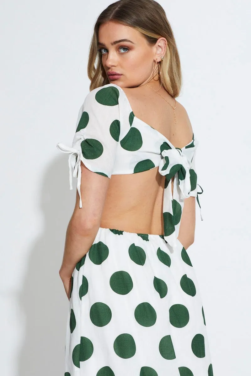 Convertible Straps Boho Chic Look Polka Dot Mini Dress Short Sleeve