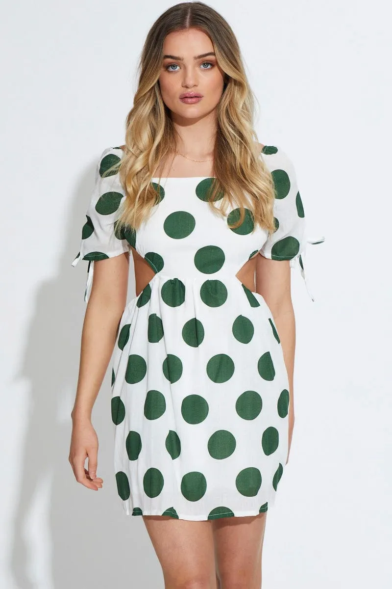 Perfect For Summer Fun floral mini Polka Dot Mini Dress Short Sleeve