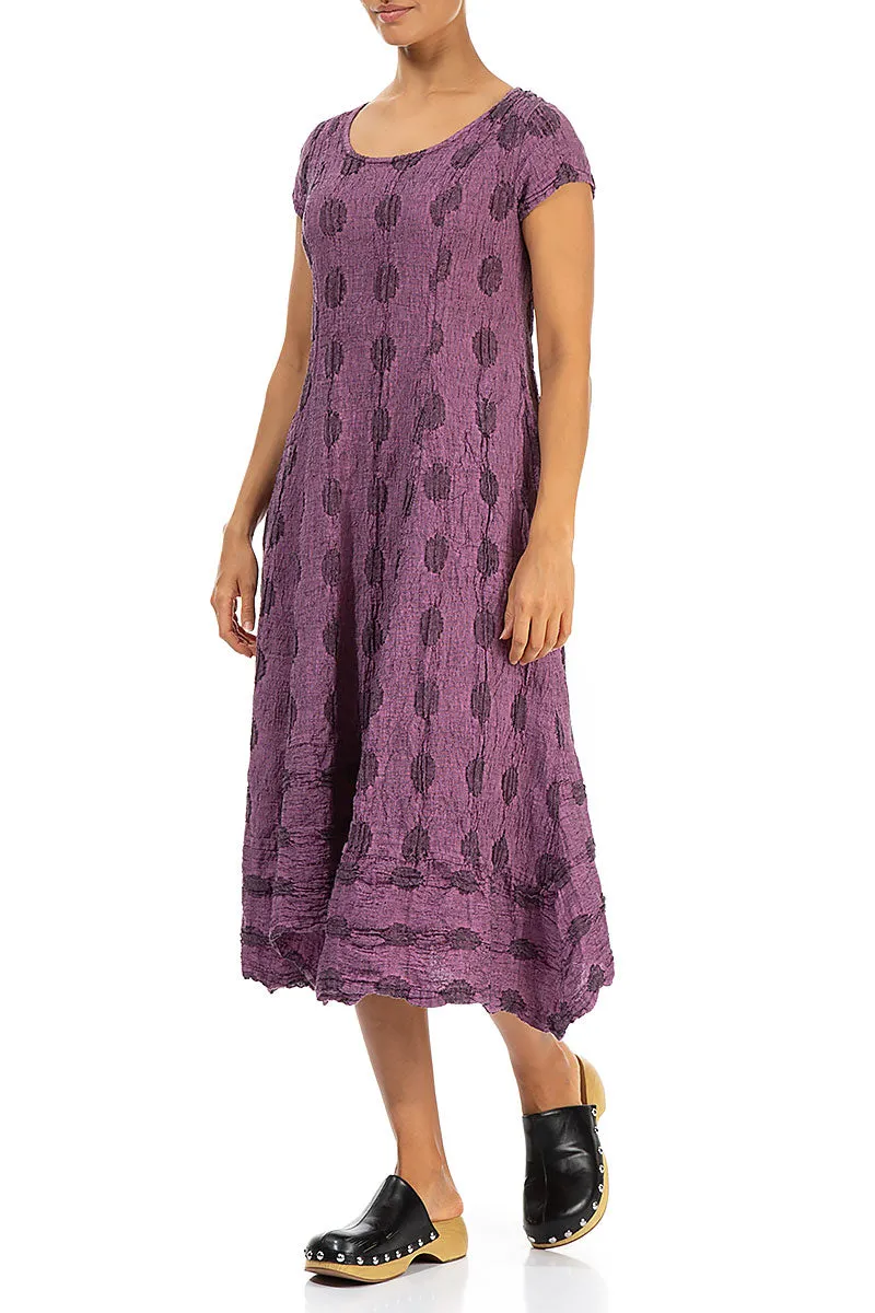 Tagless Design DurableStitching Flared Textured Bubbles Wild Berry Linen Dress