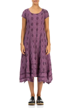 Wind Ease Flared Textured Bubbles Wild Berry Linen Dress
