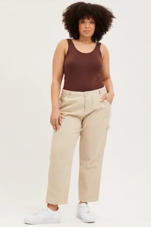 Beach Day Minimalist Style Youth Style Night Out Bold Look Beige High Rise Carpenter Denim Jean