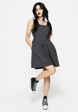 Flash Glow Faythe Cotton Check Button Up Apron Mini Dress