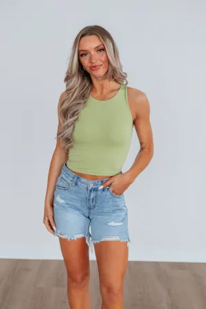 Stretch Fit Stretch Recovery Fabric Angelina Basic Tank - Avocado