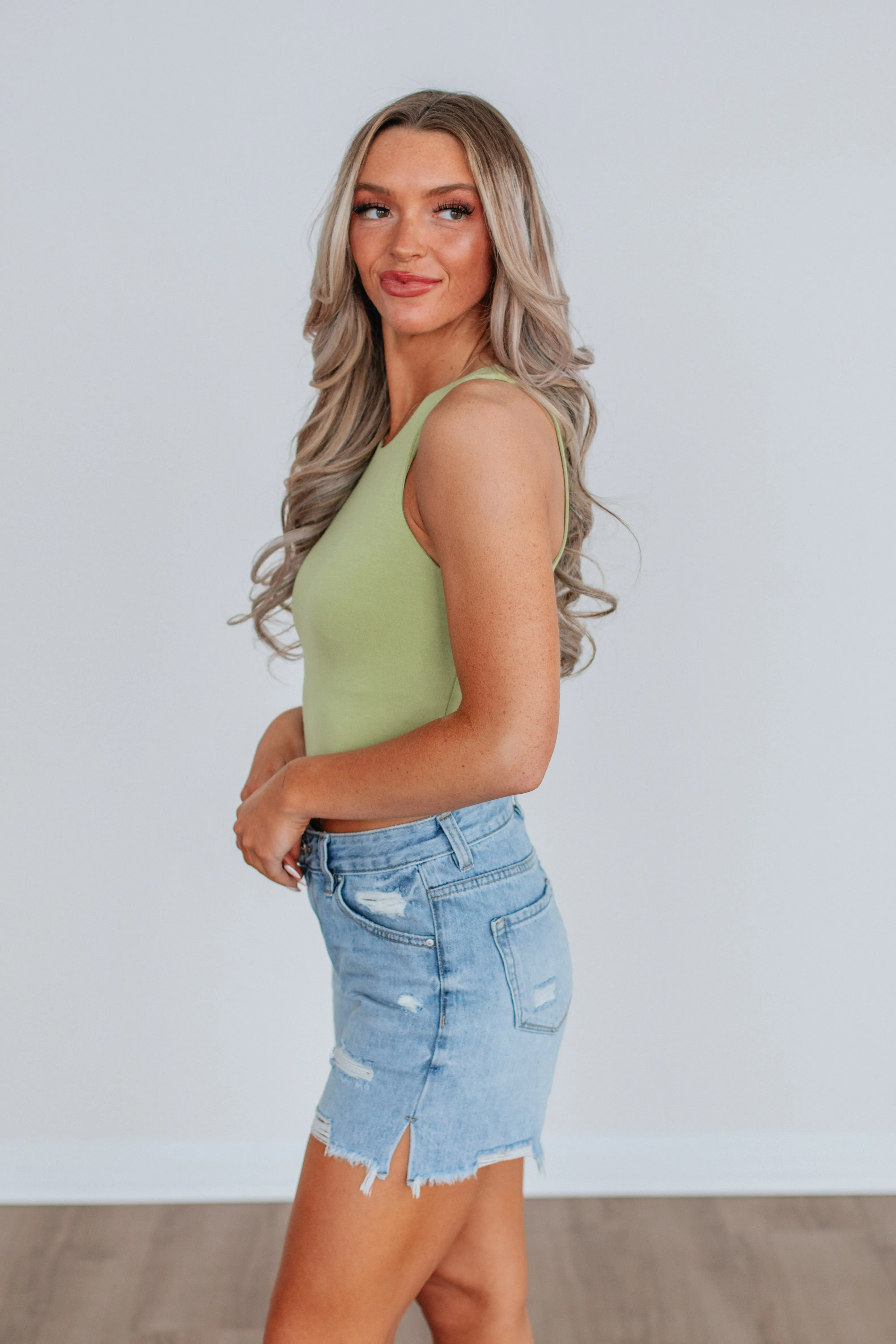 Odor Resistant Tech Angelina Basic Tank - Avocado