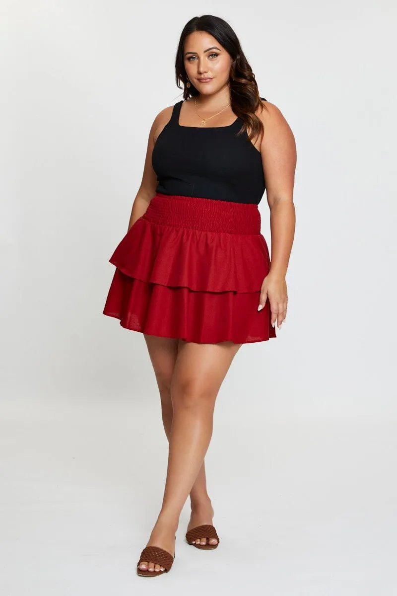 Brown Mini Skater Skirt Tie Fashion Week Ready Fresh Texture