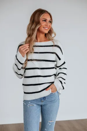 Kassy Ribbed Sweater - Ivory Warm Outfit Cold Weather Knitwear