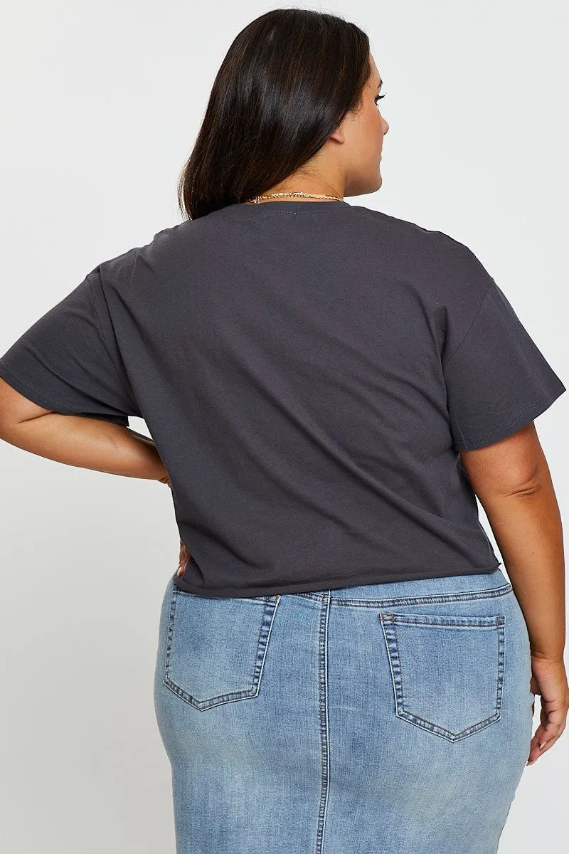 Indoor clothing Cozy Layering Grey Crop T-shirt Los Angeles Short Sleeve Semi