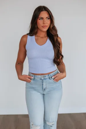 EasyCare Fabric Nola Ribbed Tank - Powder Blue