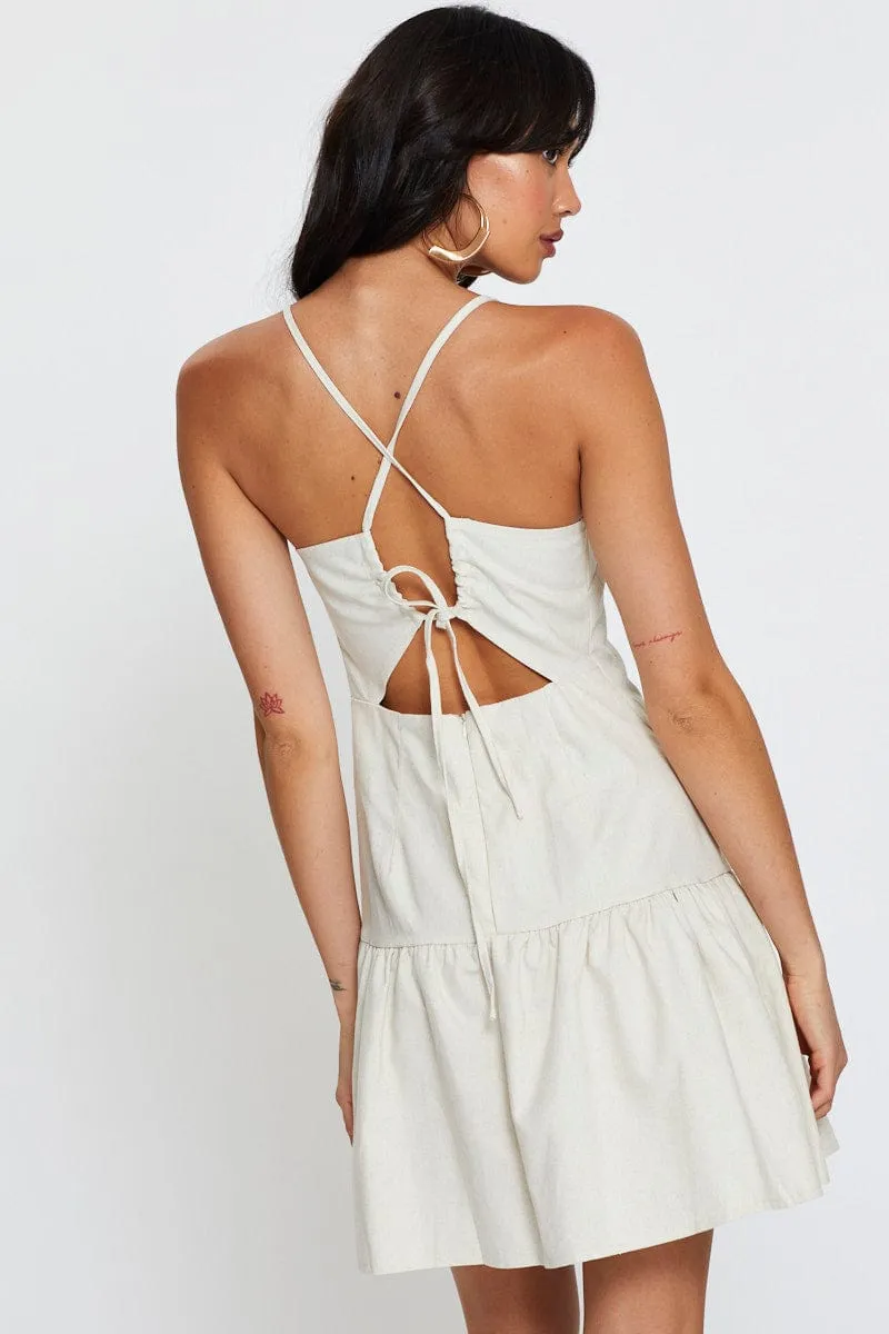 Beige A Line Dress Mini Bar Beat