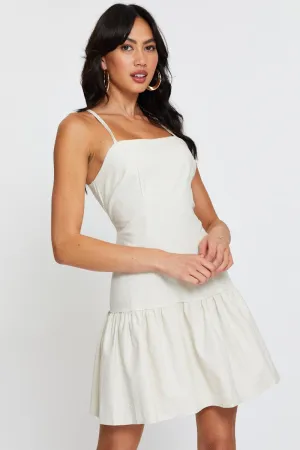 Beige A Line Dress Mini Soft Brushed Interior Beat Edge