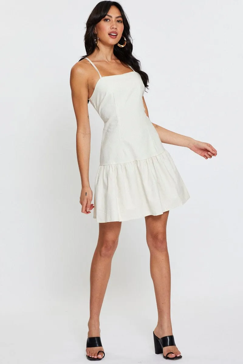 Beige A Line Dress Mini Easy Fashion