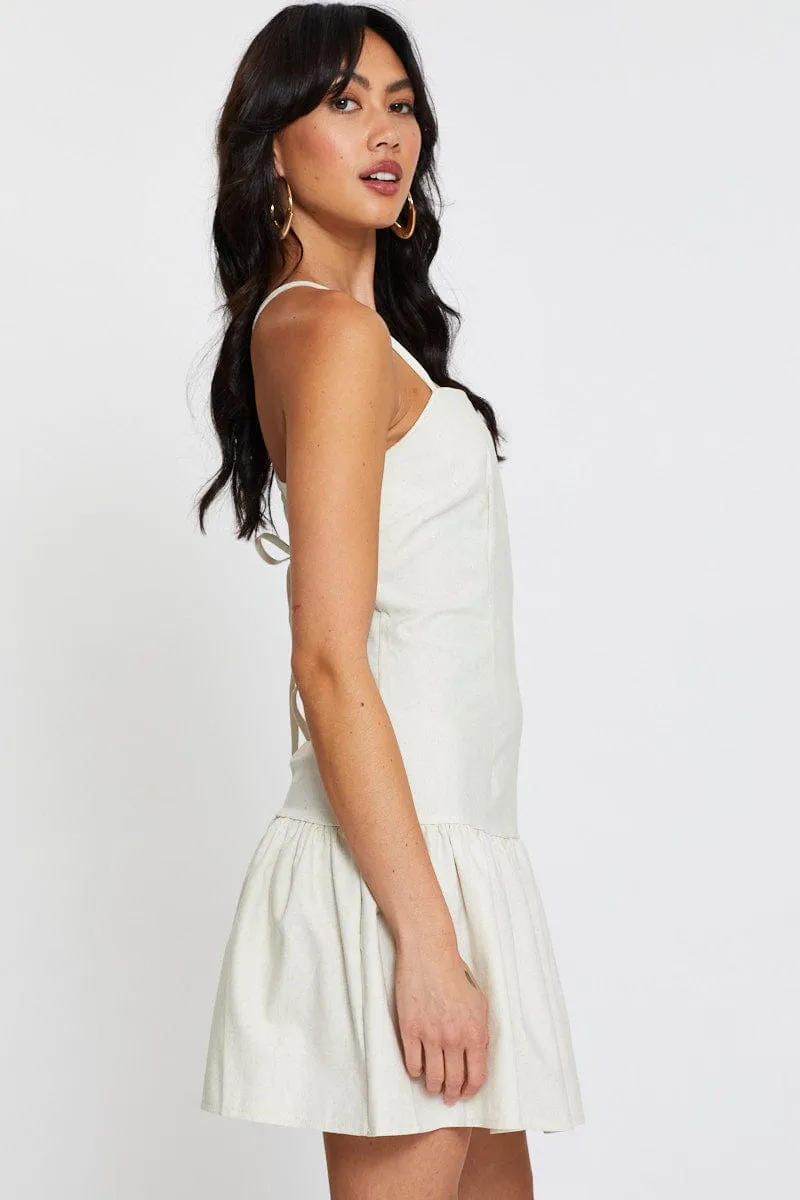 Beige A Line Dress Mini Edge Mode
