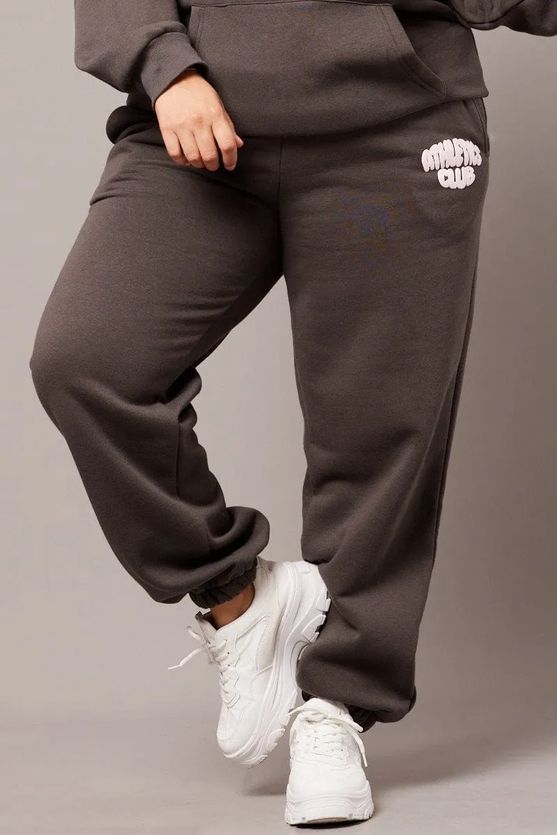 Soft Feel Active Layer Grey Track Pants High Rise