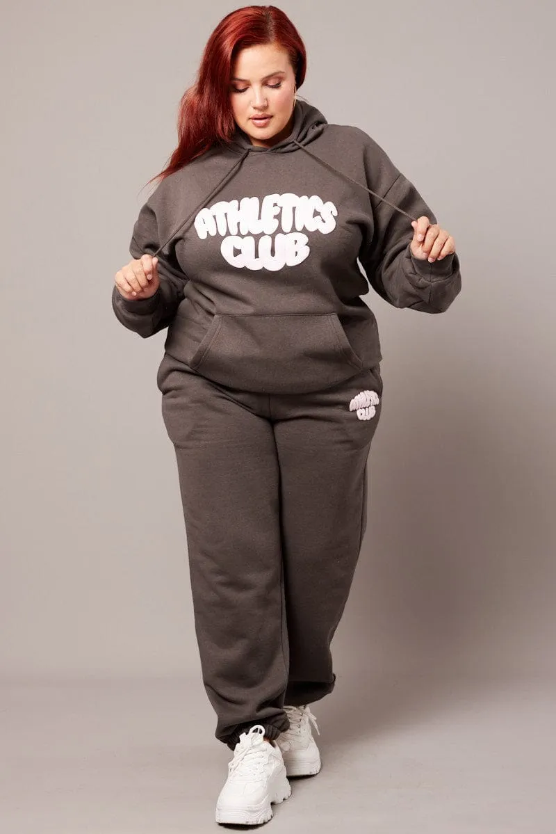 Grey Track Pants High Rise Core Utility ElasticWaist