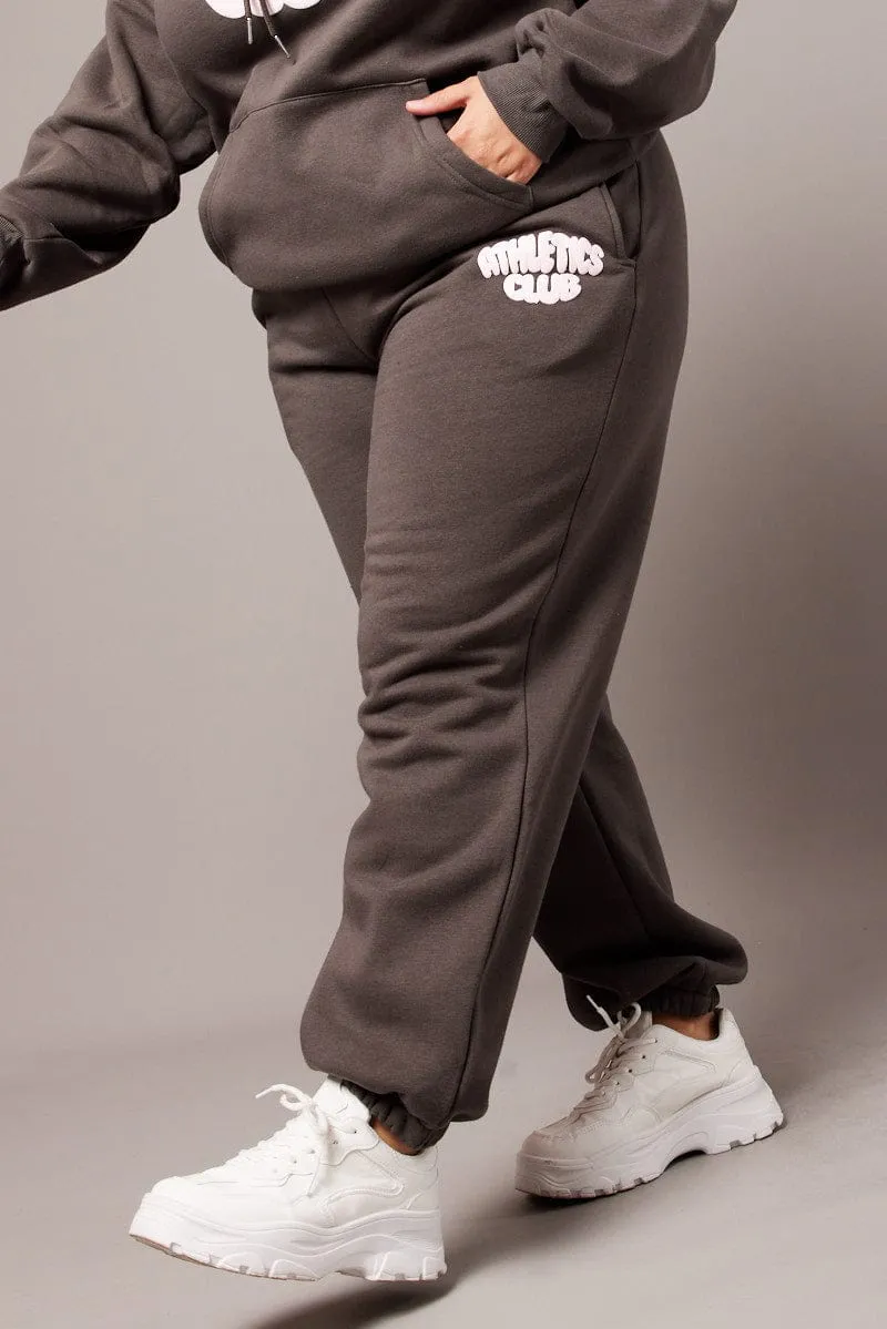 Grey Track Pants High Rise Functional Comfort Wear SlimFit