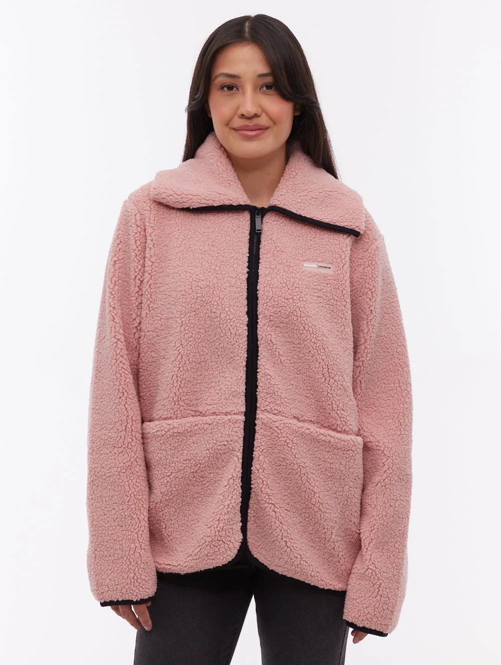 Riah Funnel-Neck Zip-Up - Pink AntiStatic Material