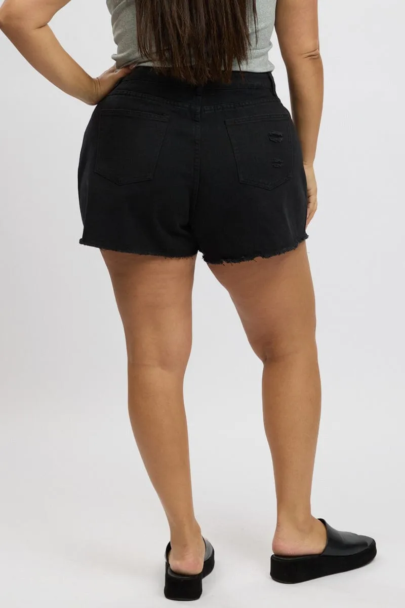 Black Relaxed Shorts High Rise NonRestrictive Design Lean Glow