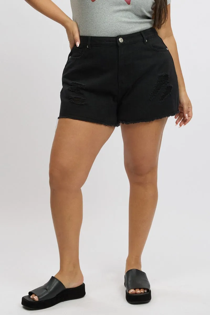 Black Relaxed Shorts High Rise QuickDry Material Cold Weather Outfit