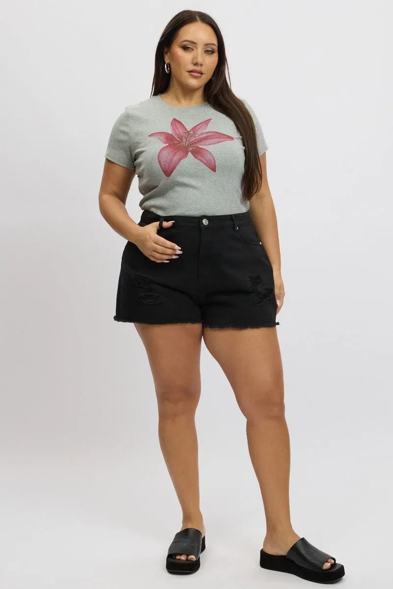 Fantasy Mood Black Relaxed Shorts High Rise