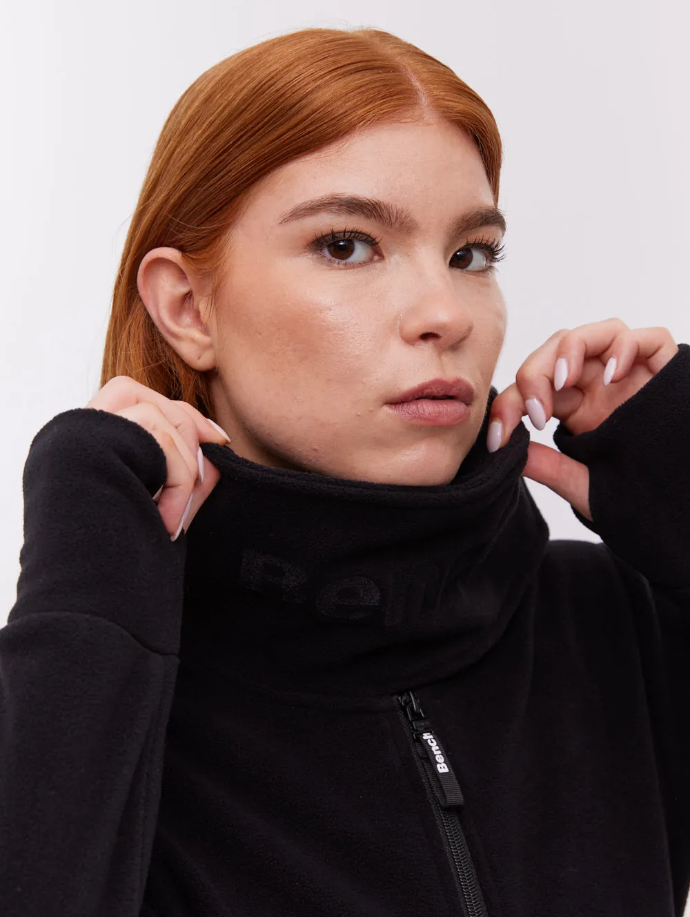 Spring Glow MultiFunctional Pockets Heska Wrap-Neck Zip-Up - Black