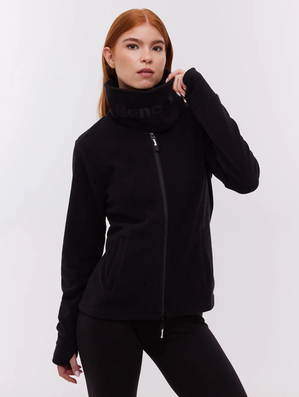 Casual dress Heska Wrap-Neck Zip-Up - Black