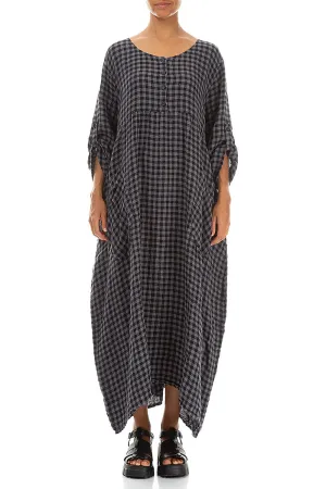 Couple Look Legend Fit Buttoned Grey Check Linen Dress