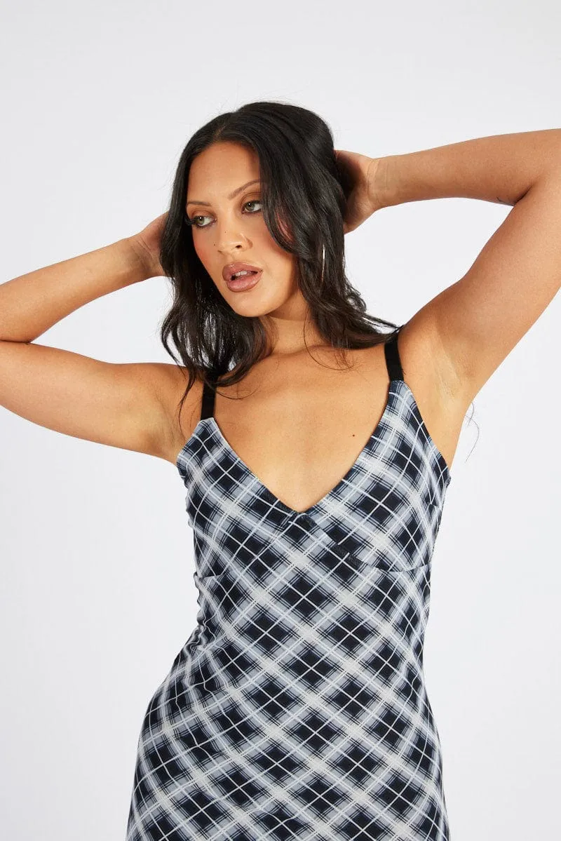 Mustard Pop Flame Glow Multi Check Maxi Dress Sleeveless Bodycon Mess