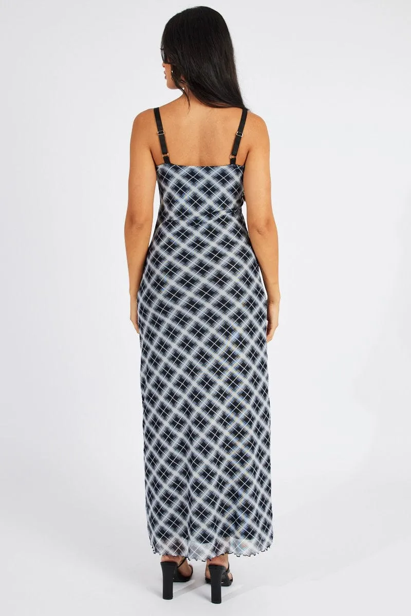 poolside style The flowing design of this dress ensures freedom of movement while looking sophisticated Multi Check Maxi Dress Sleeveless Bodycon Mess