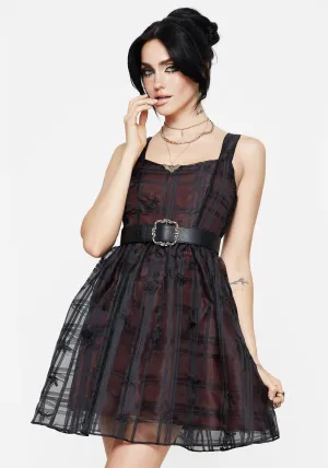 Sedona Organza Check Embroidered Mini Dress Moisture wicking