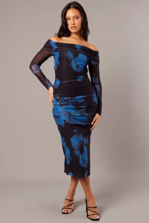 Dance Light DurableBlend Blue Abstract Bodycon Dress