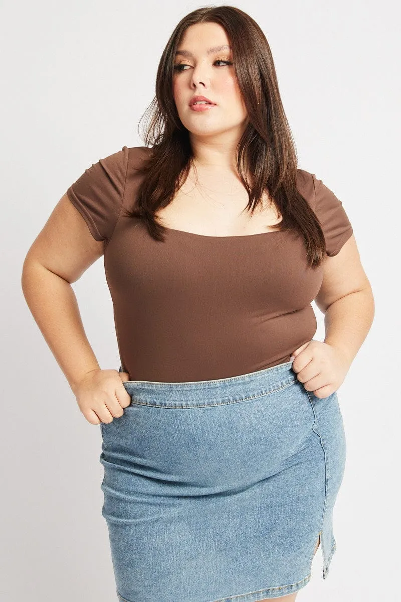 Energy Mood Brown Bodysuit Short Sleeve Supersoft