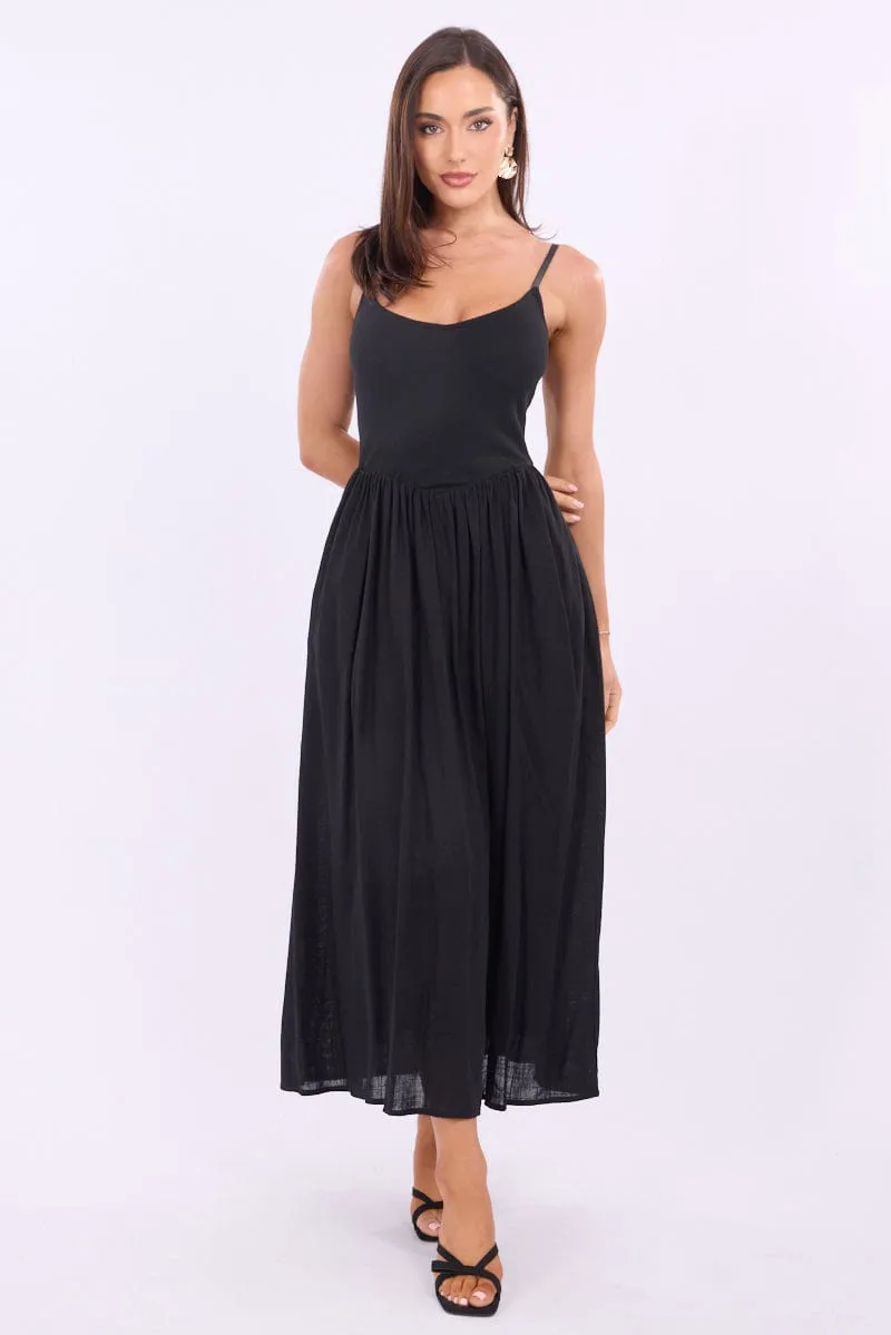 Breezy resort wear Chiffon Glow Black Maxi Dress Singlet