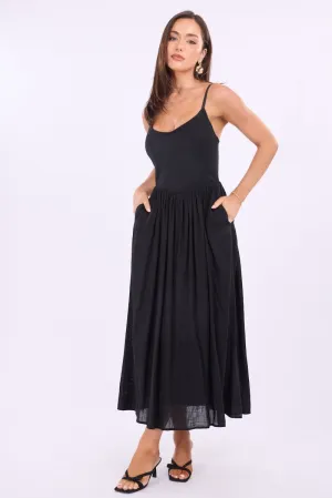Black Maxi Dress Singlet Tropical Air