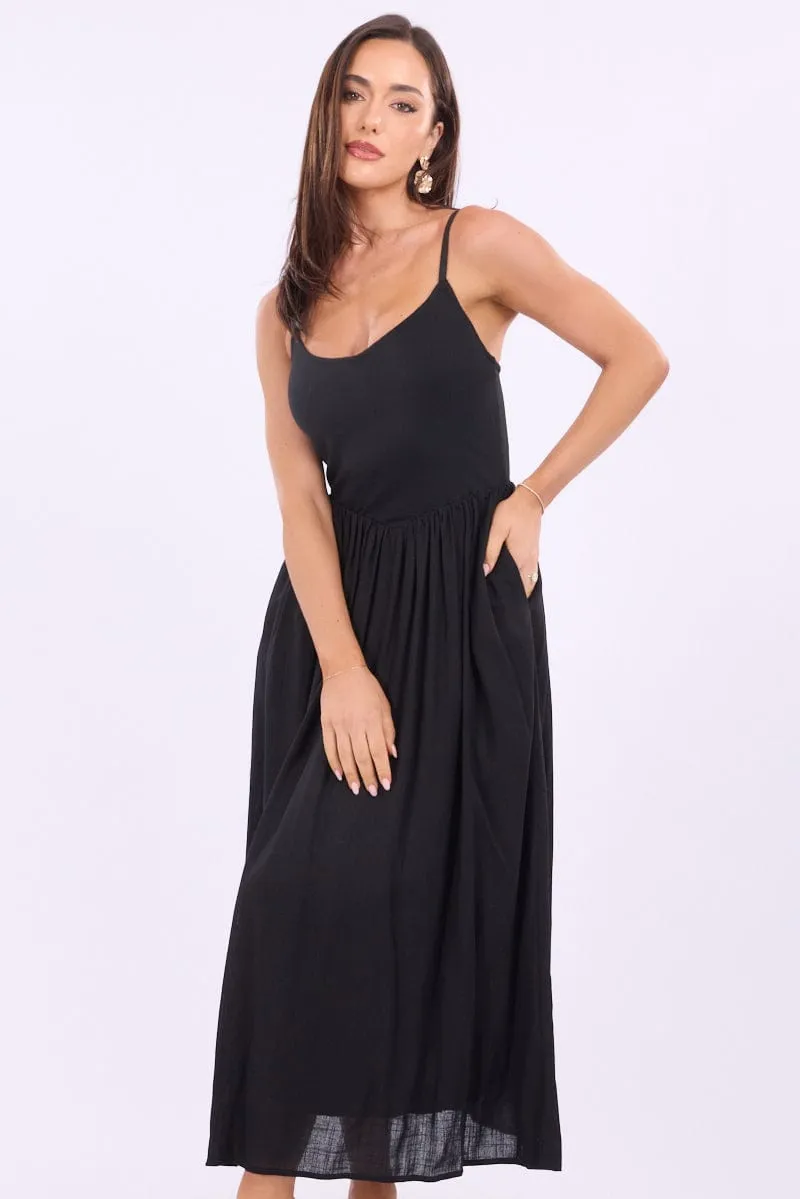 Black Maxi Dress Singlet Tropical Air