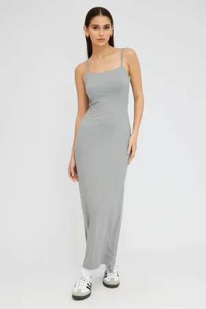 Side Slit Grey Supersoft Maxi Dress Sleeveless