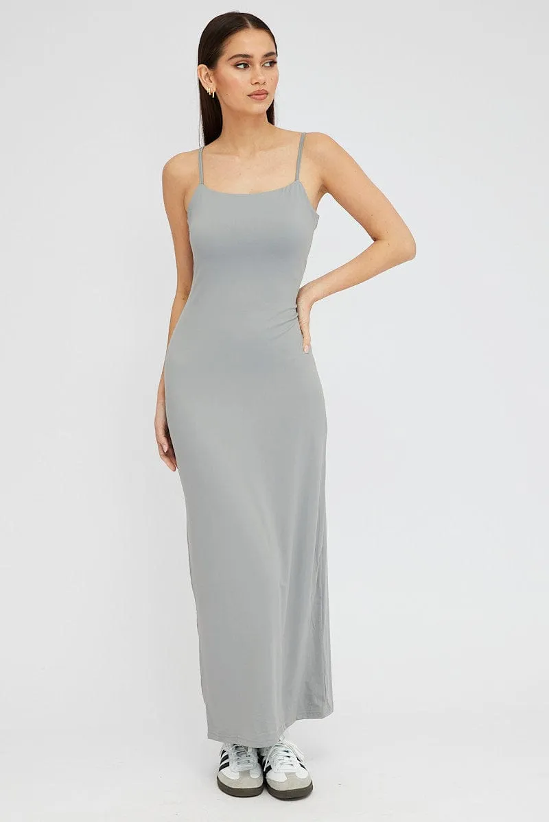 Grey Supersoft Maxi Dress Sleeveless Blue Bay Cross Stitch