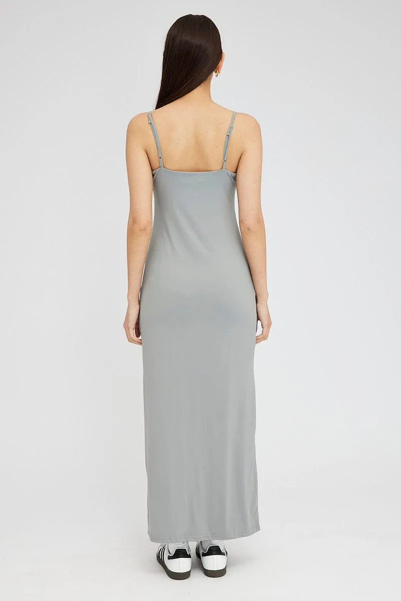 Graceful full-length gown Quartz Glow Grey Supersoft Maxi Dress Sleeveless
