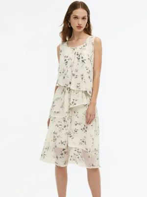 Everyday midi for work City Walk Floral Print Ruffle Women Tiered Sleeveless Midi Dress