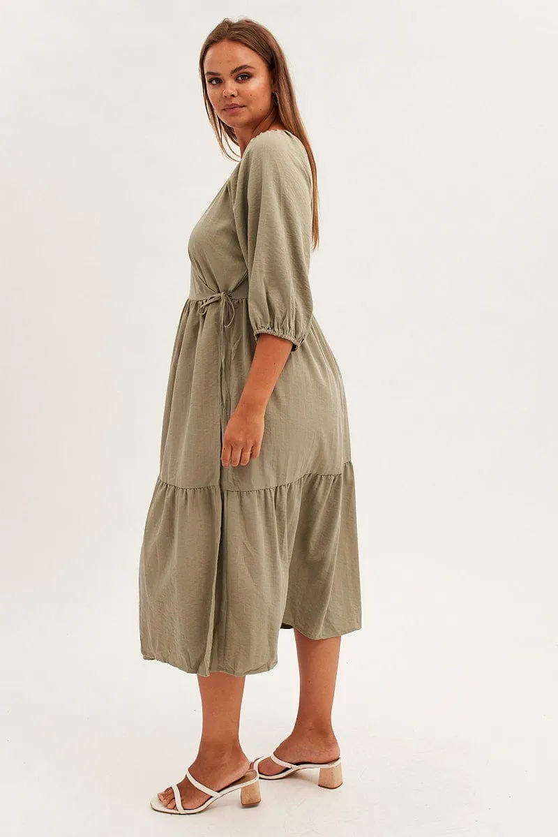 Green Maxi Dress Wrap Short Sleeve Glass Glow old town