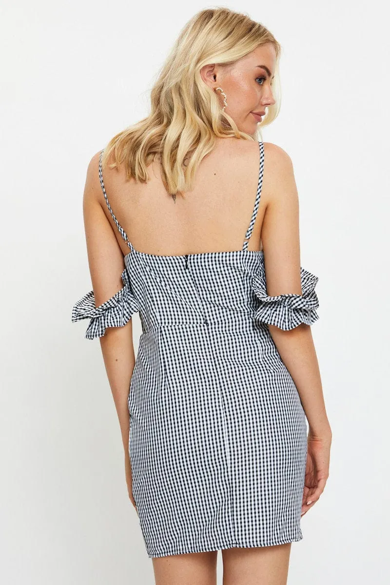 Trendy mini for every occasion Check Gingham Off Shoulder Mini Dress