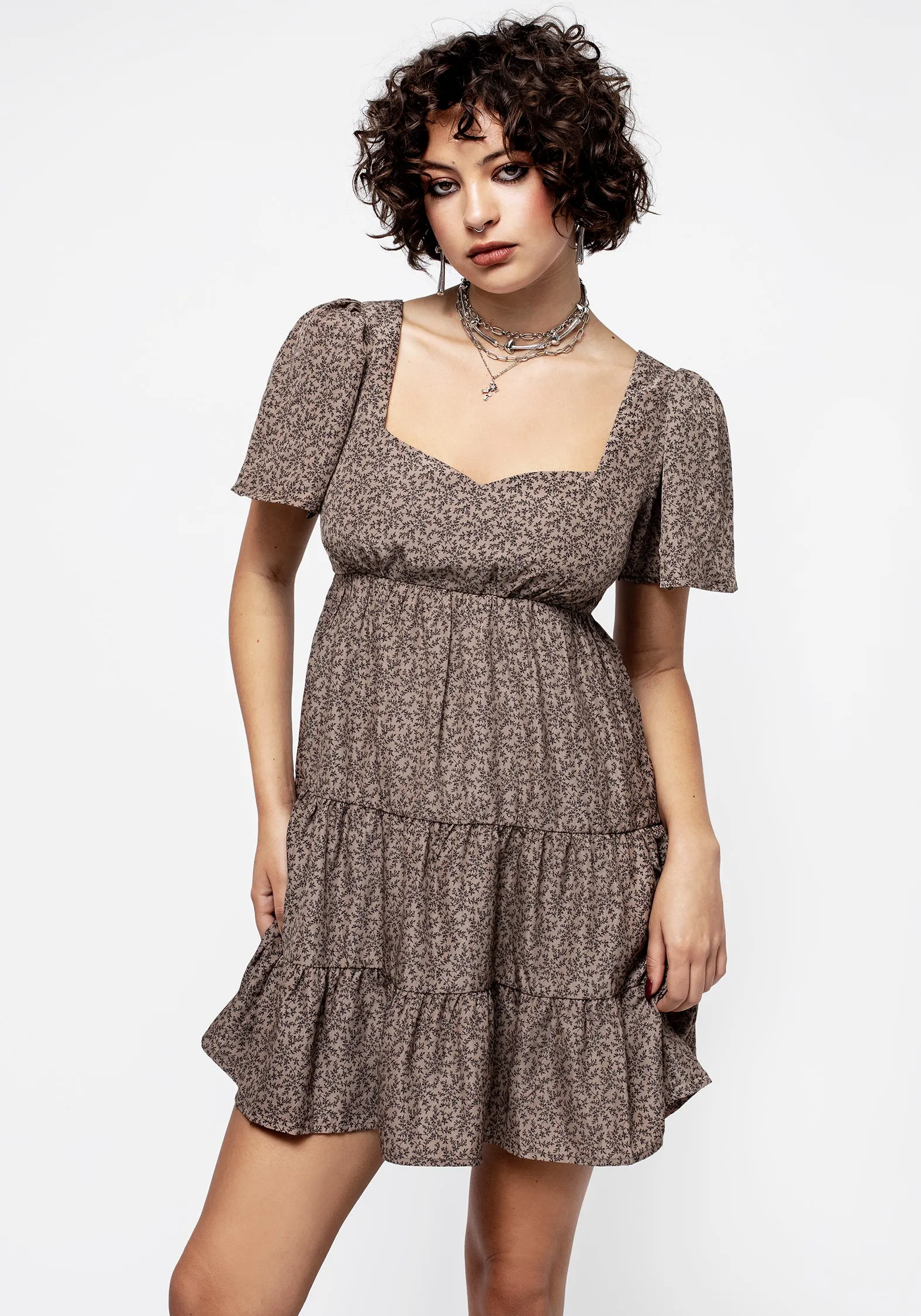 Meadowsweet Tiered Mini Dress Shine Hot