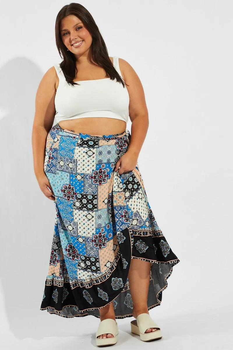 Travel Influence Multi Boho Wrap Maxi Skirt