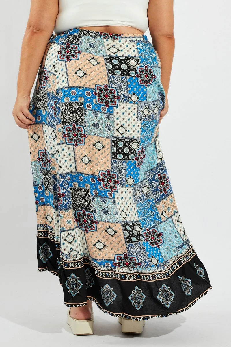 Tear Resistant Multi Boho Wrap Maxi Skirt