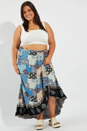 Travel Influence Multi Boho Wrap Maxi Skirt