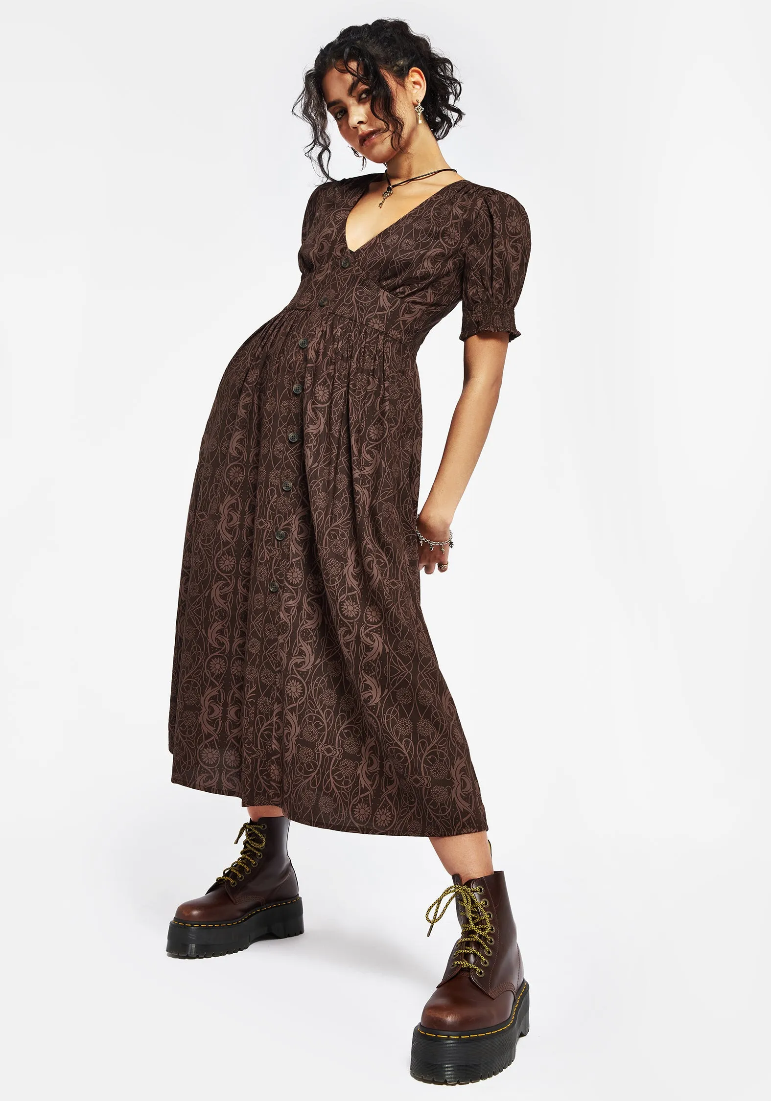 Fianna Midi Dress - Brown Versatile event piece Chic Layers