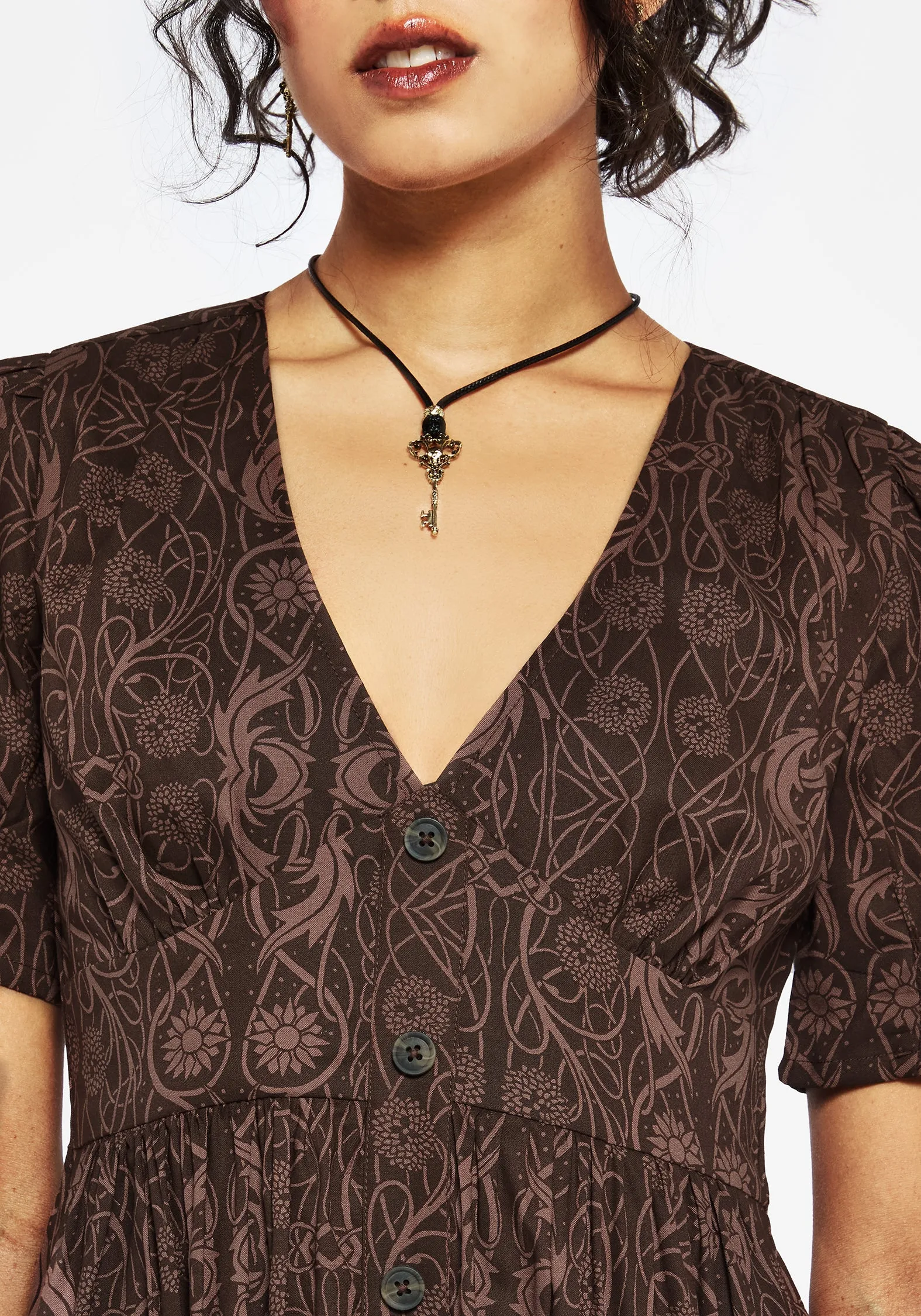 Classic event dress Fianna Midi Dress - Brown