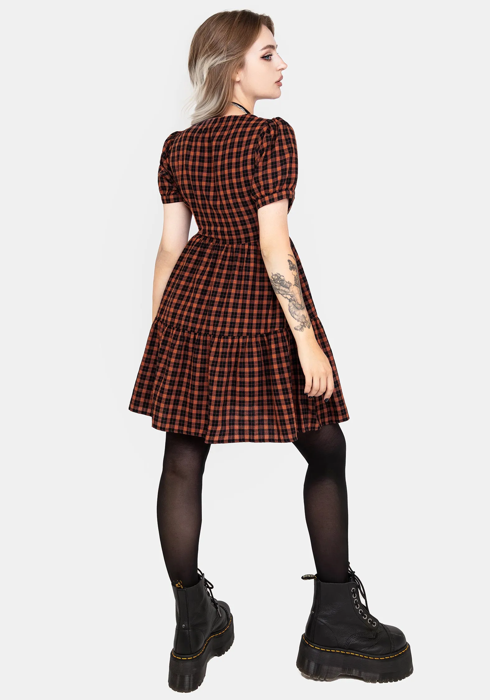 Terra Check Mini Smock Dress - Orange All Day Wear